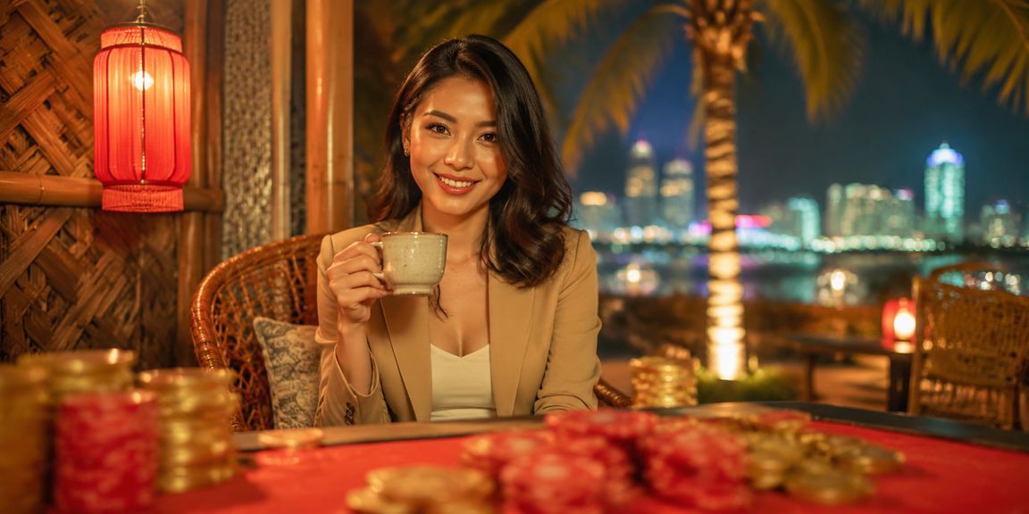 Pengguna membuka aplikasi hiburan sambil menikmati kopi pagi