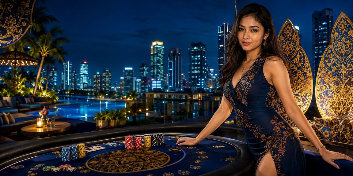 Pemain menikmati taruhan casino online di Vietnam dengan suasana malam yang meriah