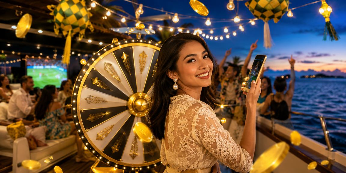 Suasana hiburan di pantai dengan elemen taruhan dan lucky draw